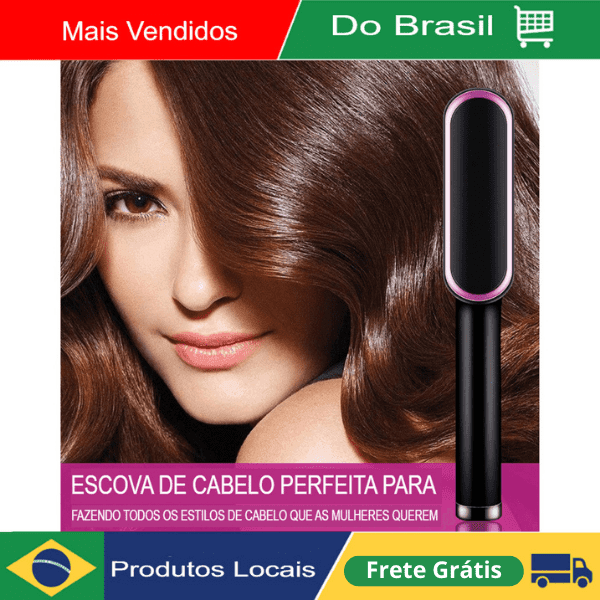 Escova Alisadora 5 em 1 - Alisa, Seca, Hidrata, Modela e Anti-Frizz
