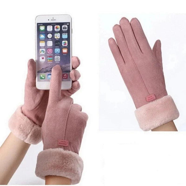 Luva de Frio Touch Screen Couro Sintético Feminina Inverno - Glovezy ™