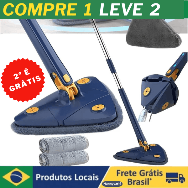 Compre 1  Leve 2 - Esfregão Spin Max Go Pro - Triangular Mop De Limpeza Ajustável Giratória 360°