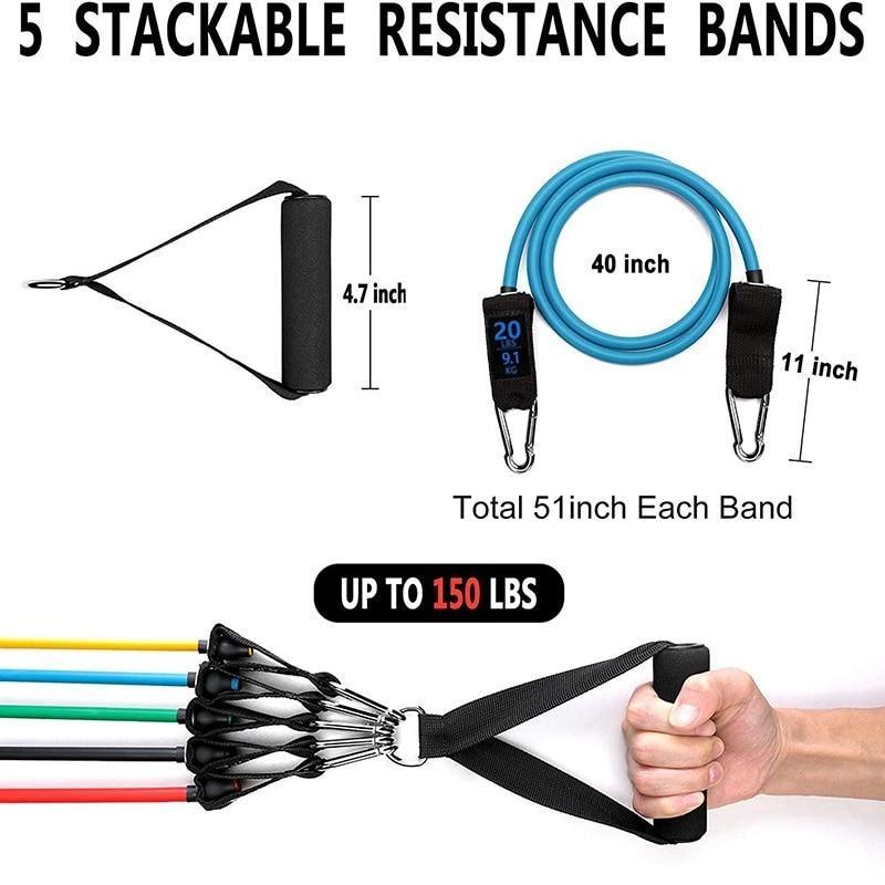 Kit Elásticos Extensores de Treinamento Fitness Exercício em Casa - Nannyvarie