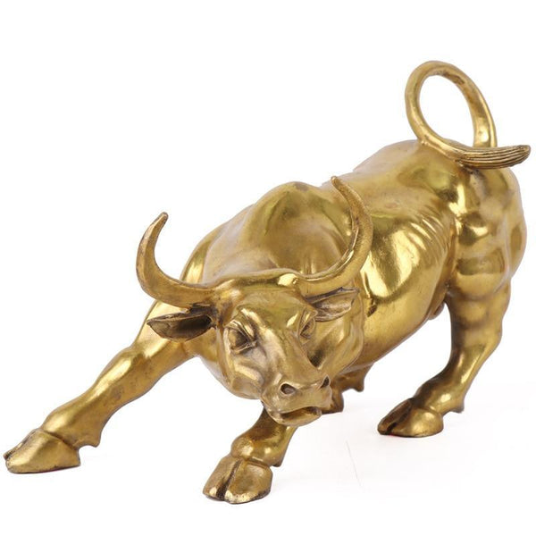 Estatueta Bull Wall Street de Cobre Maciço Banhado a Bronze - Nannyvarie