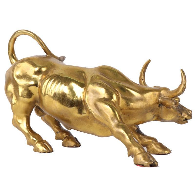Estatueta Bull Wall Street de Cobre Maciço Banhado a Bronze - Nannyvarie