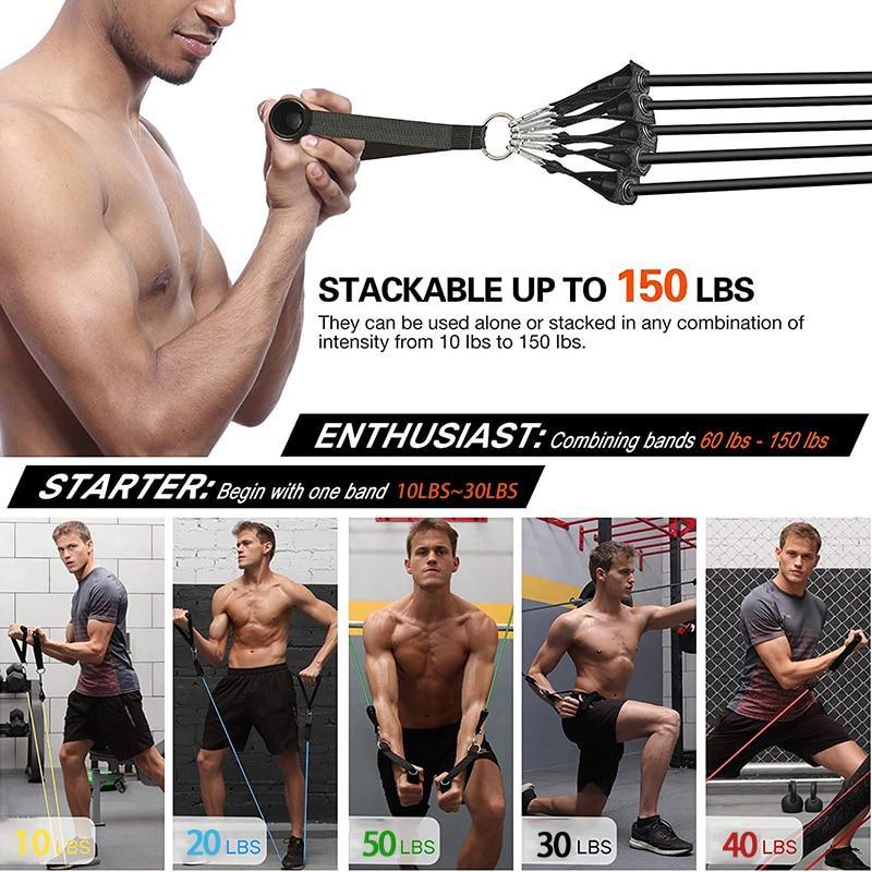 Kit Elásticos Extensores de Treinamento Fitness Exercício em Casa - Nannyvarie