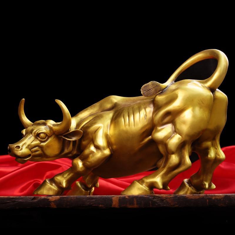 Estatueta Bull Wall Street de Cobre Maciço Banhado a Bronze - Nannyvarie