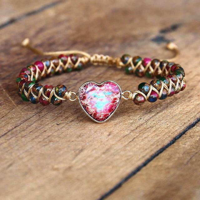 PULSEIRA CORAÇÃO APAIXONADO RED JASPER - Nannyvarie