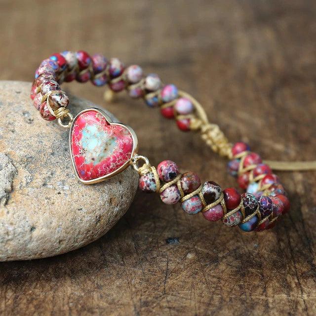 PULSEIRA CORAÇÃO APAIXONADO RED JASPER - Nannyvarie